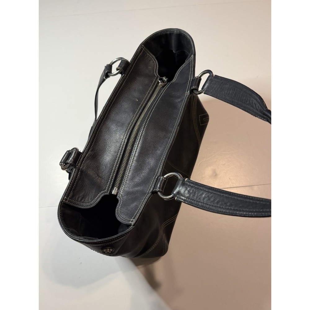 Vintage Coach SoHo Tote Satchel Bag 8A09 Y2K Black Leather Purse - Picture 5 of 11